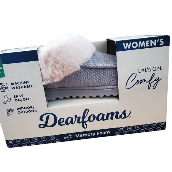 Dearfoams 11/12 Women Faux Fur House Shoes Slippers Corduroy Winter Slip-on XL - Picture 2 of 12